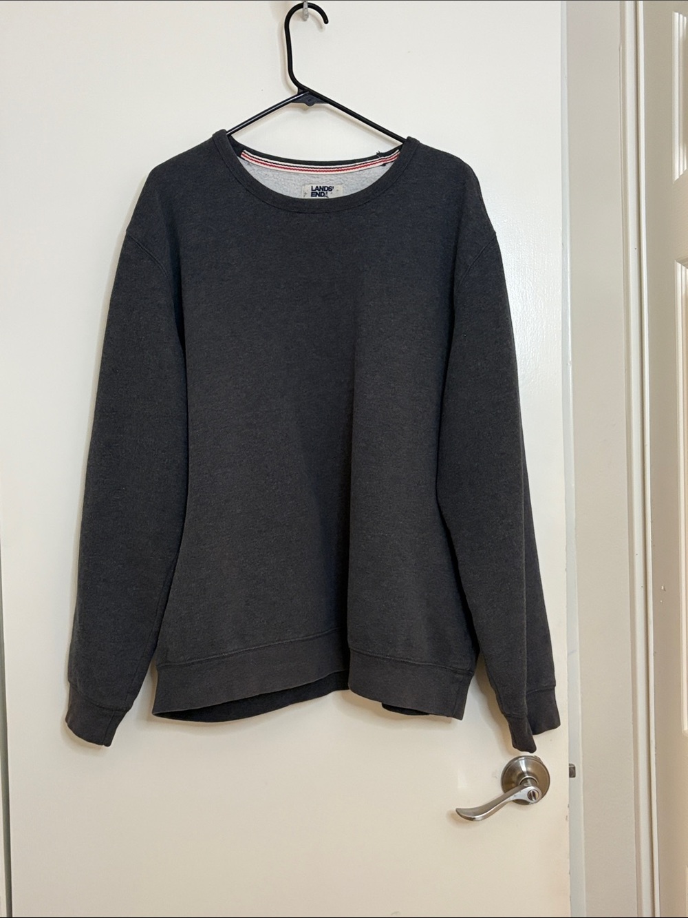 Lands' End Men's Dark Charcoal Crewneck Sweater